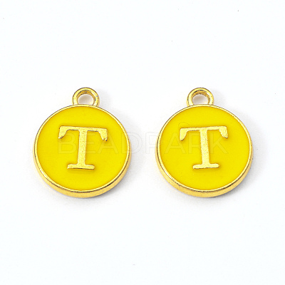 Golden Plated Alloy Enamel Charms ENAM-S118-09T-1