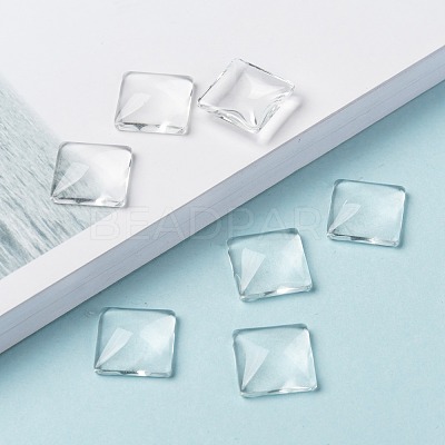 Transparent Clear Glass Square Cabochons X-GGLA-A001-15mm-1