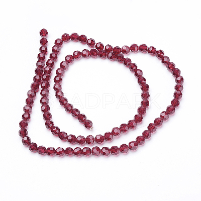 Faceted(32 Facets) Glass Round Beads Strands X-EGLA-J042-6mm-20-1
