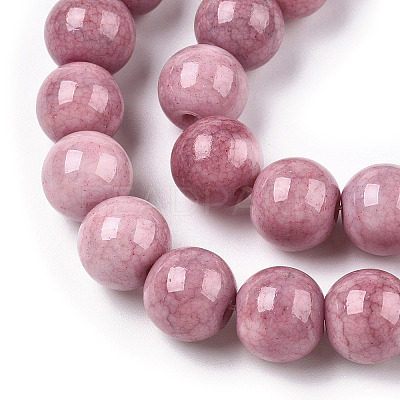 Ombre Effect Dyed Crackle Glass Round Beads Strands GLAA-T031-10mm-01X-1