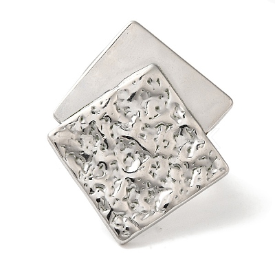 Non-Tarnish 304 Stainless Steel Rhombus Open Cuff Rings for Women RJEW-Z053-04P-1