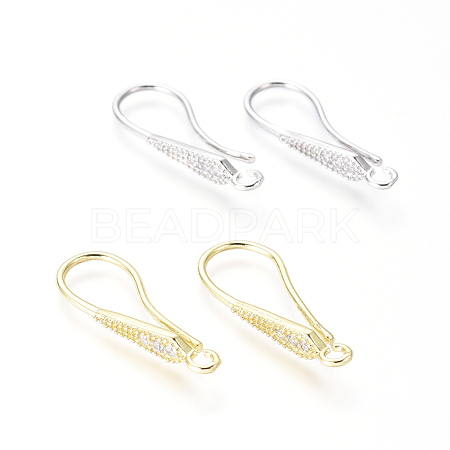 Brass Micro Pave Cubic Zirconia Earring Hooks KK-G374-13-1