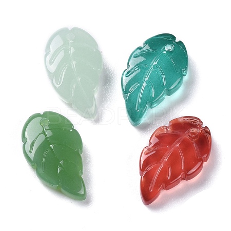 Baking Paint Imitation Jade Glass Pendants EGLA-M027-01B-1