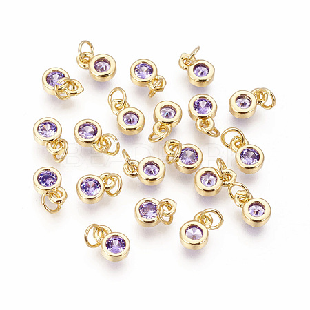 Brass with Single Cubic Zirconia Charms ZIRC-F095-03G-05-1