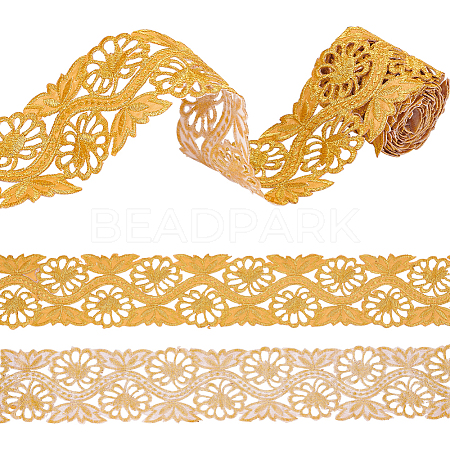 2M Floral Embroidery Iron on/Sew on Polyester Ribbon Patches OCOR-FG0001-75C-1