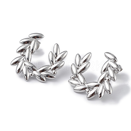 Non-Tarnish 304 Stainless Steel Olive Branch Wreath Stud Earrings for Women EJEW-I284-02P-1