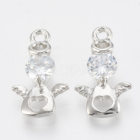 Alloy Cubic Zirconia Pendants ZIRC-Q017-035P-1