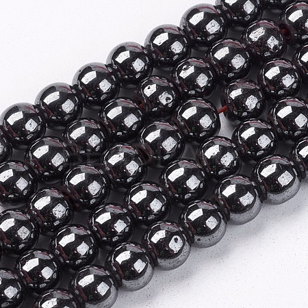 Magnetic Synthetic Hematite Beads Strands G-Q893-6mm-1
