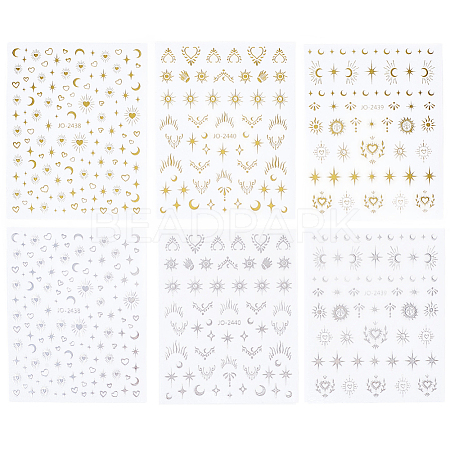12Pcs 6 Styles Nail Art Stickers Decals FIND-SP0004-60-1