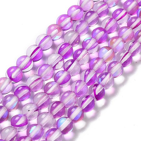 Synthetic Moonstone Beads Strands G-P528-J01-19-1