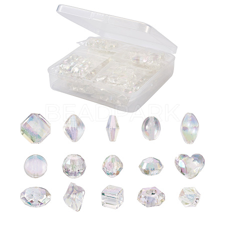 150Pcs 15 Style Transparent Acrylic Beads TACR-YS0001-06-1