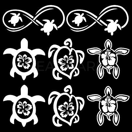 Gorgecraft 8 Sheets 4 Style Turtle & Infinity Laser Style PET Waterproof Self-Adhesive Stickers STIC-GF0001-01B-1