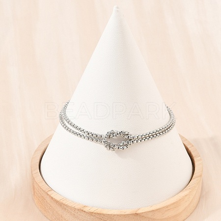 Brass Box Chain Knot 2-Strand Bracelets for Women KK-CBA68DA-17B-P-1