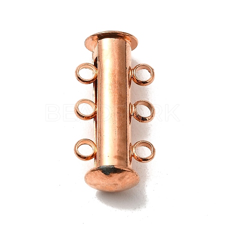 3-Strands 6-Holes Tube Brass Magnetic Slide Lock Clasps KK-D473-RG-NF-1