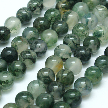 Natural Moss Agate Beads Strands X-G-I199-06-4mm-1