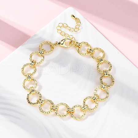 Brass Ring Chain Link  Bracelets for Women Men BJEW-K273-16G-1