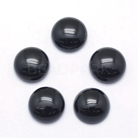 Natural Dyed & Heated Black Agate Cabochons G-P393-R02-8MM-1