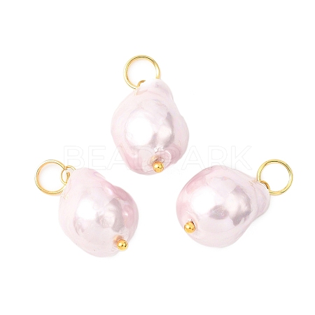 Electroplated Glass Imitation Pearl Pendants PALLOY-JF04579-03-1