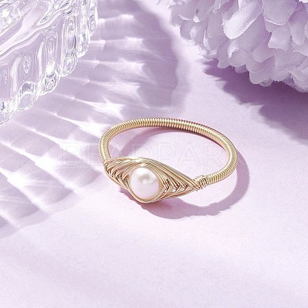 Horse Eye Natural Pearl Finger Rings RJEW-JR00844-01-1