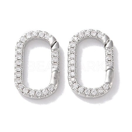 Rack Plated Brass Micro Pave Cubic Zirconia Clasps KK-Z039-06C-P-1