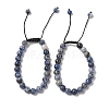 8mm Round Natural Blue Spot Jasper Braided Bead Bracelets BJEW-C067-01B-15-1