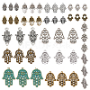 Tibetan Style Alloy Hamsa Hand/Hand of Miriam Pendants TIBEP-SC0001-08-1