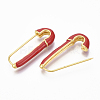 Brass Enamel Safety Pins Earrings JEWB-R015-01B-NF-2