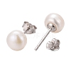 Anti-Tarnish Pearl Ball Stud Earrings EJEW-Q701-01A-4