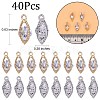 40Pcs 2 Colors Alloy Cubic Zirconia Pendants JX645A-2