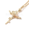 304 Stainless Steel Cross with Flower Pendant Necklaces for Women NJEW-A020-03I-G-1