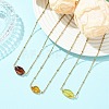 Gradient Color Natural Amber Nuggets Bead Pendant 304 Stainless Steel Satellite Chain Necklaces for Women NJEW-JN06063-1
