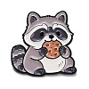 Cute Raccoon Eating Cookie Enamel Pins JEWB-K040-05EB-1