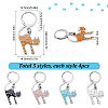 20Pcs 5 Colors Cat Shape Alloy Enamel Pendant Locking Stitch Markers HJEW-SC00032-2