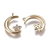Brass Micro Pave Clear Cubic Zirconia Charms ZIRC-I030-04G-2