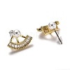 Brass Micro Pave Clear Cubic Zirconia Front Back Stud Earrings EJEW-H123-04G-2