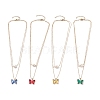 4Pcs 4 Color Glass Butterfly & Natural Pearl Pendants Double Layer Necklaces Set with Clear Cubic Zirconia NJEW-TA00043-1