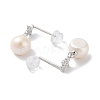 Natural Pearl and Cubic Zirconia Stud Earrings for Women EJEW-C083-01P-2
