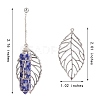 Natural Sodalite Bullet & Leaf Dangle Stud Earrings EJEW-PH01406-03-7