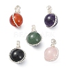 5Pcs 5 Styles Natural Mixed Gemstone Copper Wire Wrapped Pendants PALLOY-JF02181-01S-1