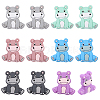 12Pcs 6 Colors Rhinoceros Food Grade Eco-Friendly Silicone Focal Beads SIL-CA0003-07-1