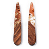 Transparent Resin & Walnut Wood Pendants RESI-N039-69D-3
