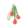 Glass Seed Beaded Magnolia Flower Pendants PALLOY-MZ01112-2