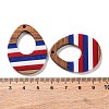 Independence Day Opaque Striped Resin & Walnut Wood Pendants RESI-U010-02N-3