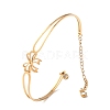 Bowknot 304 Stainless Steel & Rhinestone Cuff Bangles for Women BJEW-Z176-02G-4