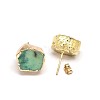 Stylish Real 18K Gold Plated Brass Natural Serpentine Nuggets Ear Studs EJEW-F0062-06-3