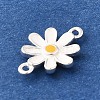 925 Sterling Silver White Enamel Daisy Flower Connector Charms STER-F059-07S-2