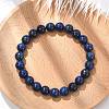Natural Lapis Lazuli Round Beaded Stretch Bracelet BJEW-F203-06-1