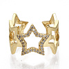 Brass Micro Pave Cubic Zirconia Cuff Rings RJEW-S044-075-NF-2