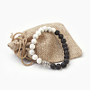 Natural Lava Rock Beads and Natural Howlite Beads Stretch Bracelets BJEW-JB03851-02-4