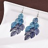 430 Stainless Steel Leaf Dangle Earrings EJEW-A137-08P-04-3